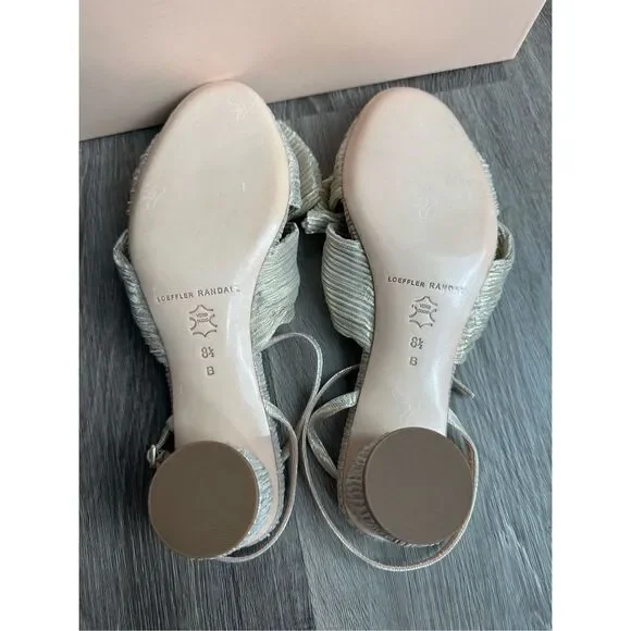 Loeffler Randall Dahlia Platinum Pleated Bow Heel Size 8.5 $450 - Picture 14 of 15
